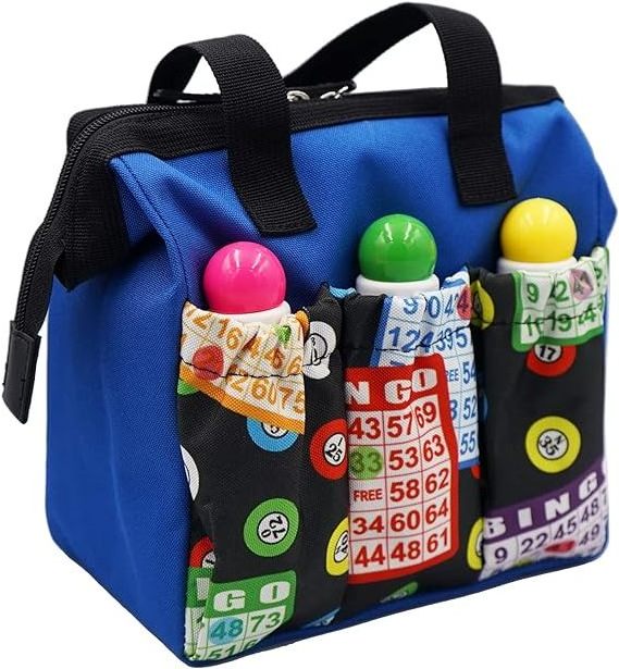 Bingo Tote Bag Full Open Bingo Tote 6 Pockets Bingo Dauber Bag