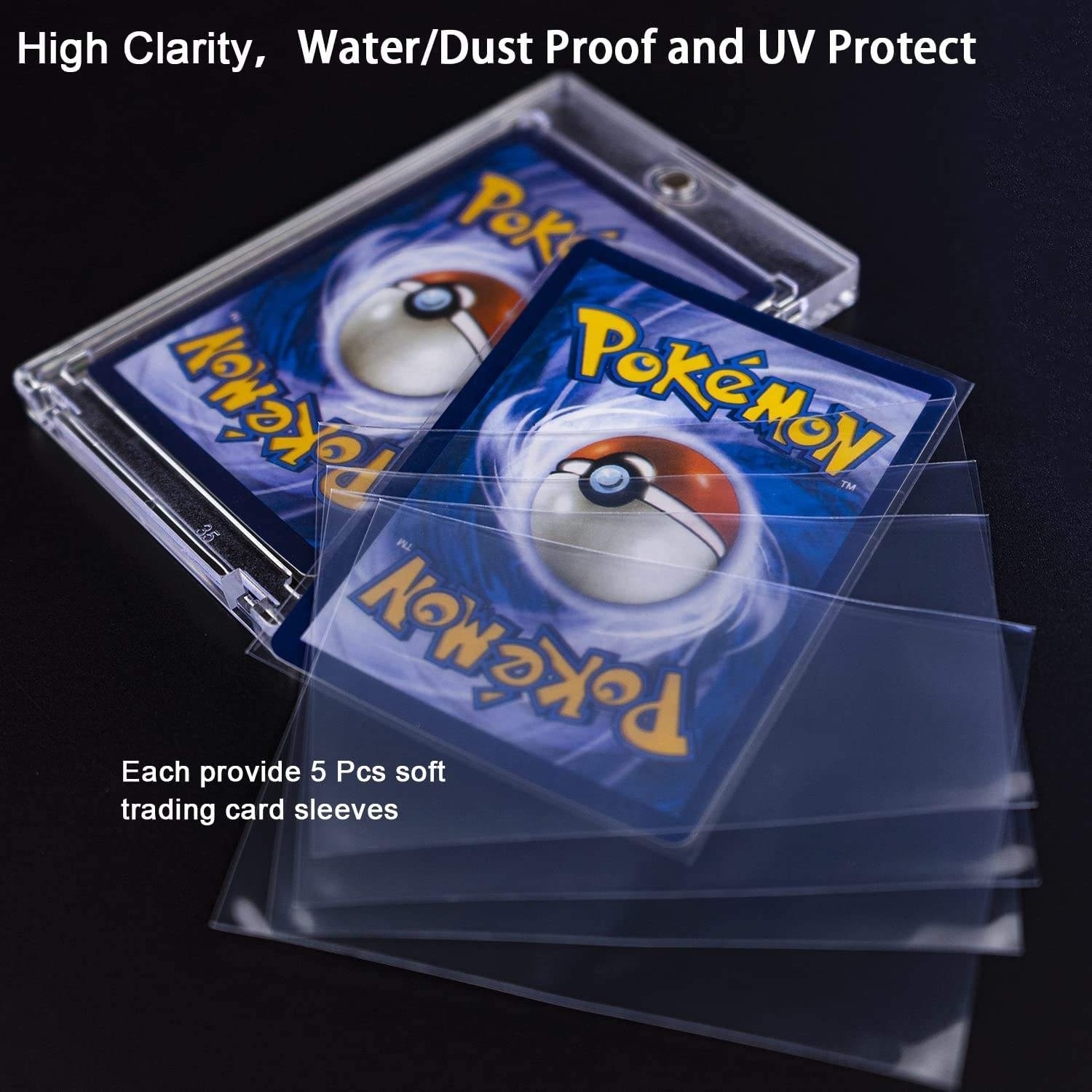 35pt Sports Trading Magnetic Card Holder One Touch Magnetic Holder For  Pokemon Holographic Football Pvc Card Holder