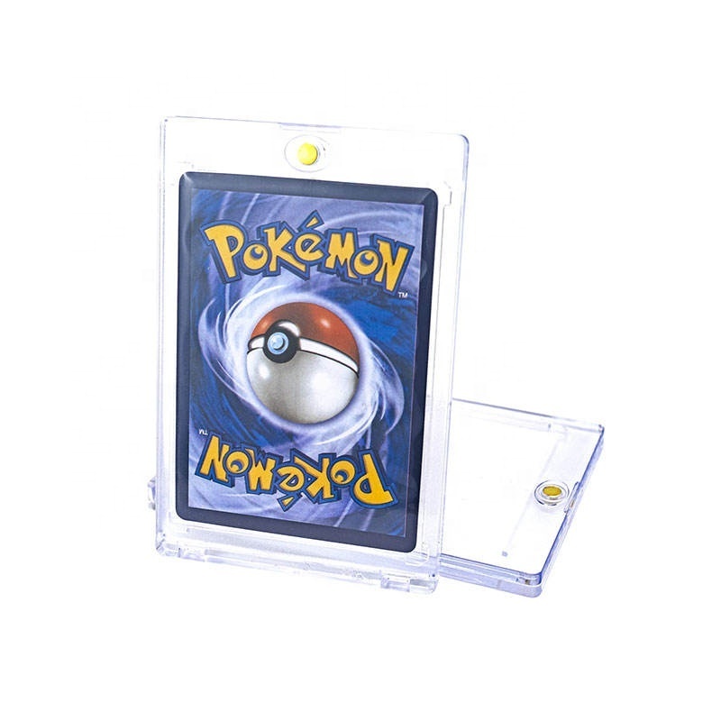 35pt Sports Trading Magnetic Card Holder One Touch Magnetic Holder For  Pokemon Holographic Football Pvc Card Holder