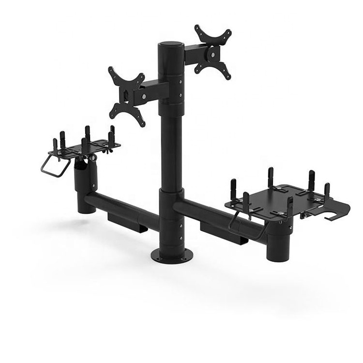 Double screen stand countertop pole mounting solution vesa mount stand monitor stand for pos