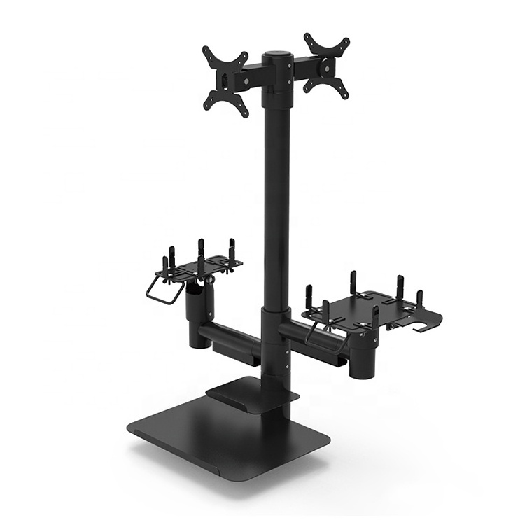 Double screen stand countertop pole mounting solution vesa mount stand monitor stand for pos