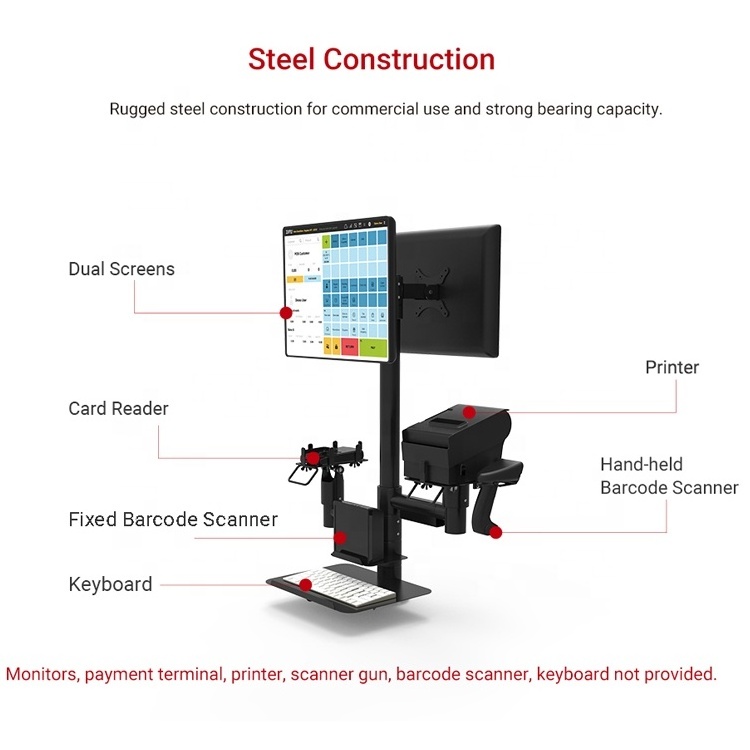 Double screen stand countertop pole mounting solution vesa mount stand monitor stand for pos