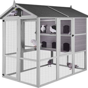 Wooden Wholesale Live Bird Aviary Designs Walk In Outdoor Large Wooded enclosure Bird Cage Aviary For Garden Birds Sale