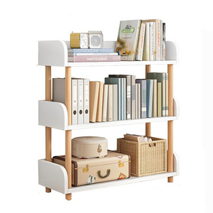 3-Tier Wooden Open Bookcase Modern Display Bookshelf with Top Edge and Solid Wood Frame for Home and Office Storage Cabinet