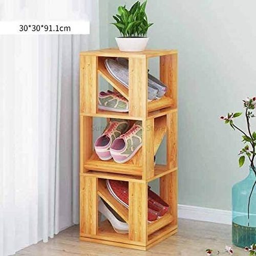 Multifunctional 360 Degree Rotating Storage Creative Wooden Shoes Cabinet Space-Saving Rack