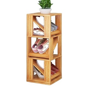 Multifunctional 360 Degree Rotating Storage Creative Wooden Shoes Cabinet Space-Saving Rack