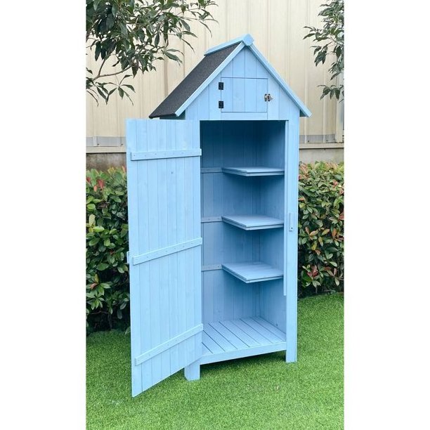 Wooden Garden Storage Sheds Tool  Cabinet Lockable Arrow Organizer Locking Latch For Home Yard Outdoor