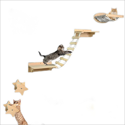 Wall Mounted Cat Shelf Sets Cats Wall Furniture Climbing Shelves Hammock Perches Scratching Post Cat Activity Tree