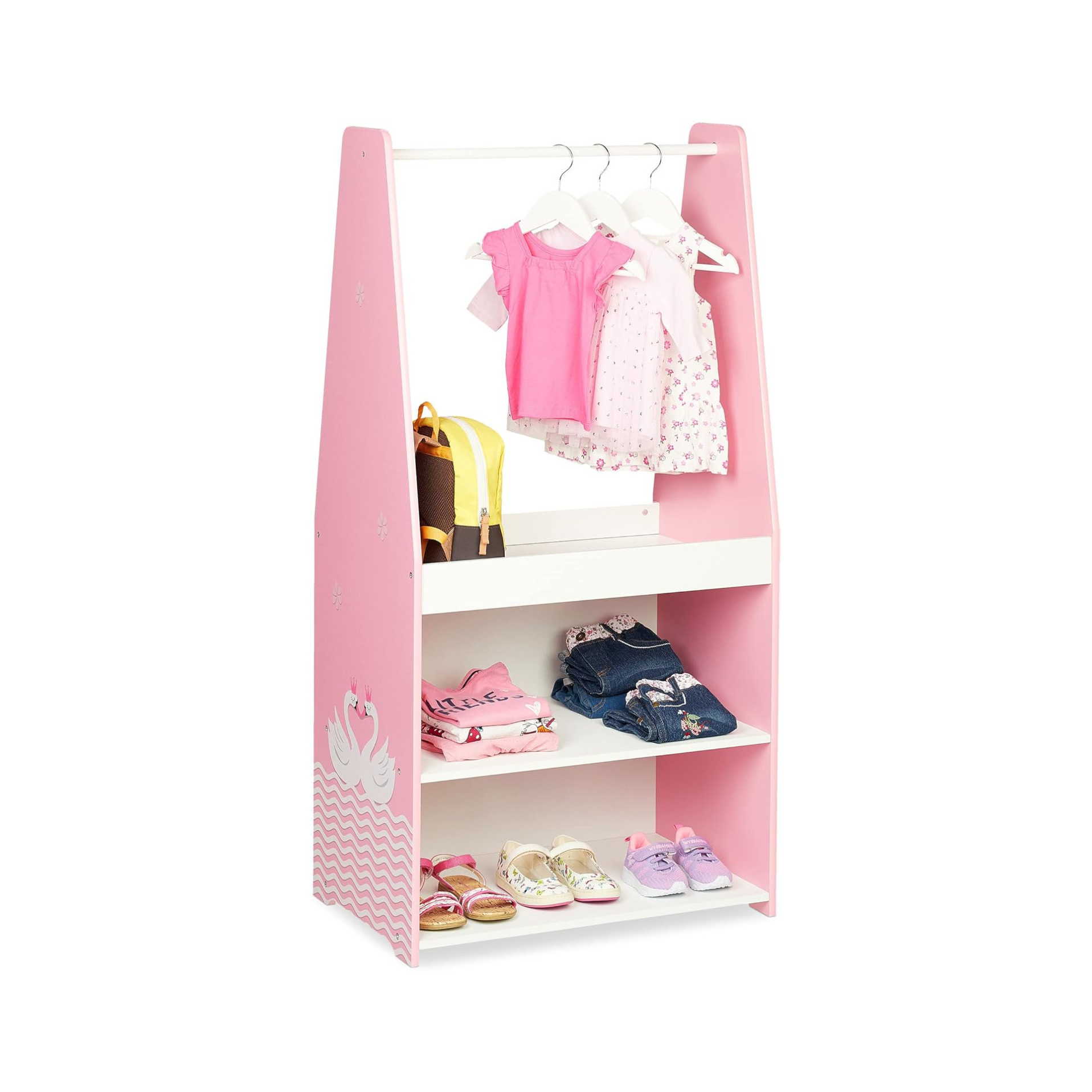 Children's Wardrobe Kids Dress Up Storage Box Clothes Rack With Compartments For Toddlers Room Decorate