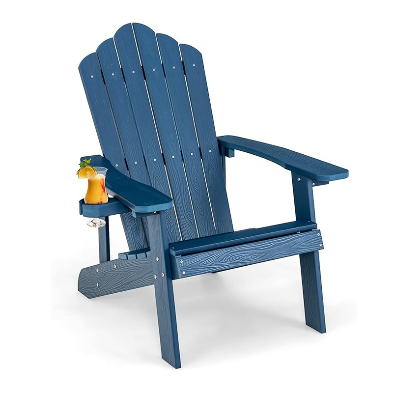 Outdoor Adirondack Chair Oversized Patio Chairs With Hidden Cup Holder Realistic Wood GrainWeather Resistant Firepit Chairs