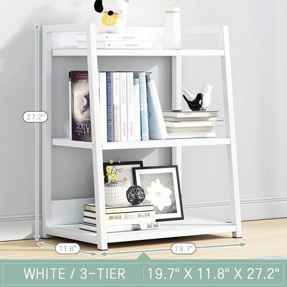 White 3 Tier Open Bookshelf Wood Display Stand 50CM Width Floor Standing Bookcase for Bedroom Living Room