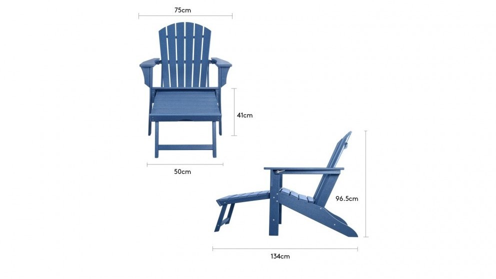 HDPE White Plastic Outdoor Patio Folding Adirondack Chair with Pull-Out Footrest