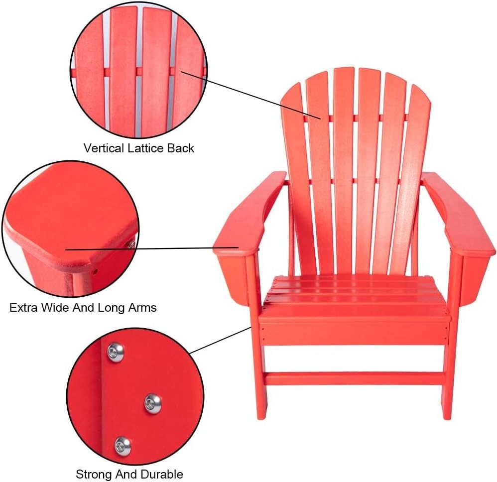 HDPE Resin Classic Comfortable Patio Furniture Outdoor Chair For Patio Deck Garden Backyard Lawn Furniture (Red)