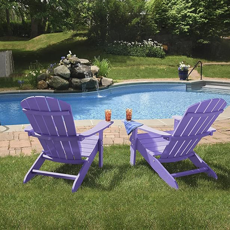 Factory Direct Sale Garden Chair with Cup-Holder And Umbrella Hole UV-Protected HDPE Adirondack Chair