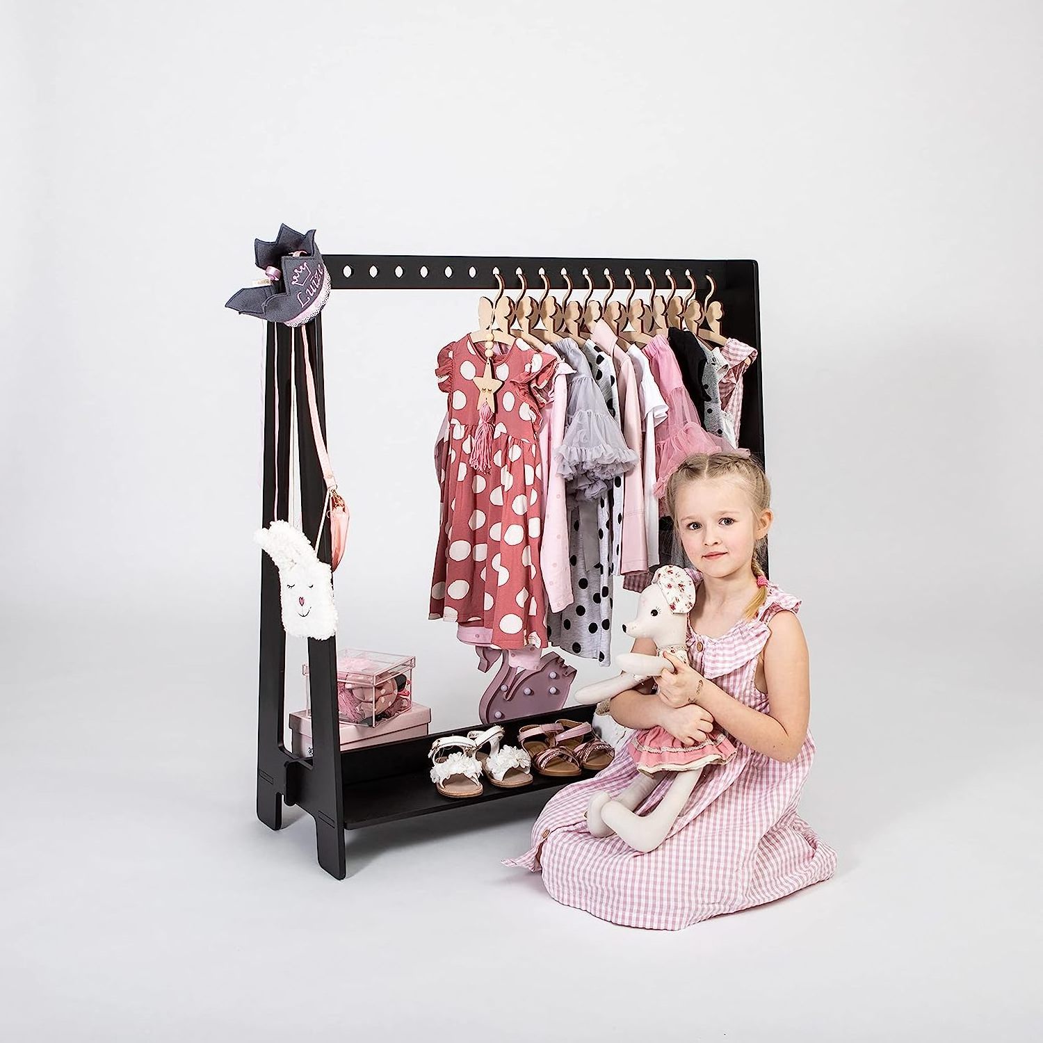 Small Clothes Rack Kids Clothing Rack Costumes Organizer Kids Dress Up Storage With Storage Shelf For Playroom Bedroom