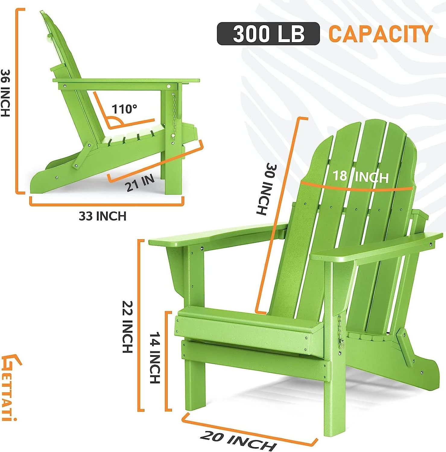 Weather Resistant Porch Outdoor Garden Chairs  Seating HDPE Plastic Resin Deck Patio Outdoor Folding Adirondack Chair