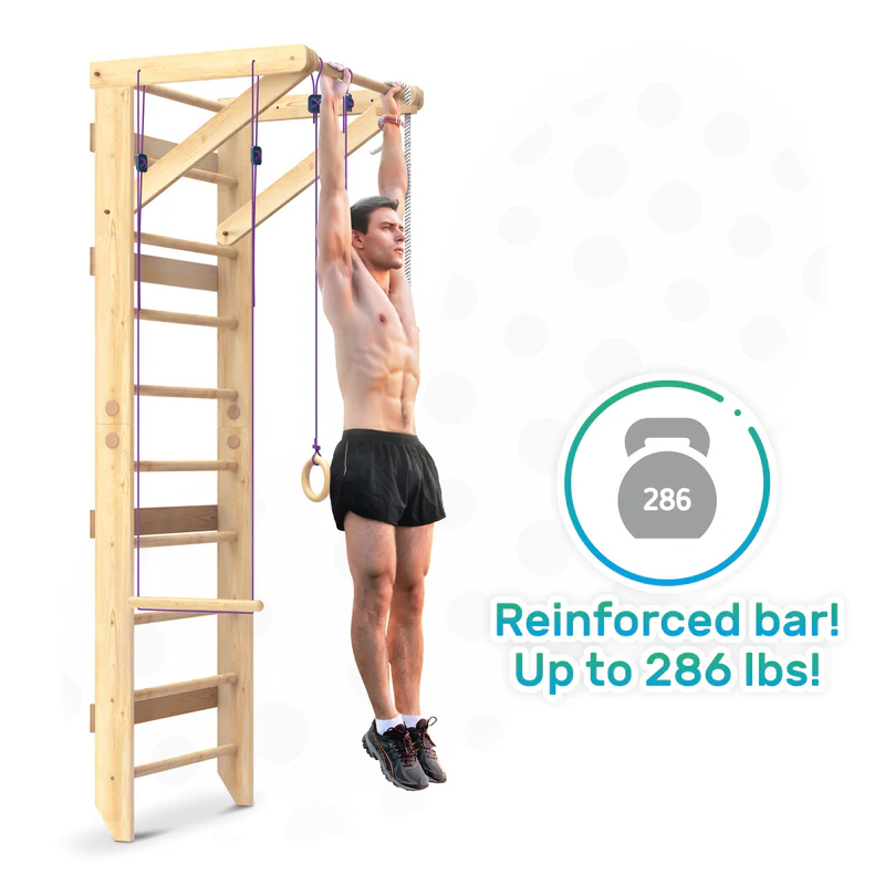 Sturdy Multi-Function Ladder Wall Gym Wooden Indoor Jungle Gym For Children And Adult