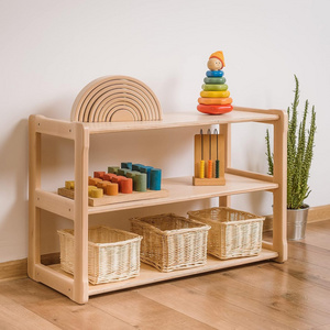 Children's Bookcase Montessori Mini Toy Shelf Storage Organizer Nursery Shelves Horizontal Wooden Toys Shelf Storage Cabinet