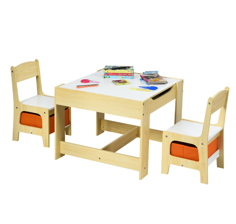 Children Furniture Party Set Kids Reading Table Chair Kids Study Table With Storage Boxes