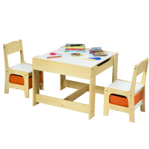 Children Furniture Party Set Kids Reading Table Chair Kids Study Table With Storage Boxes