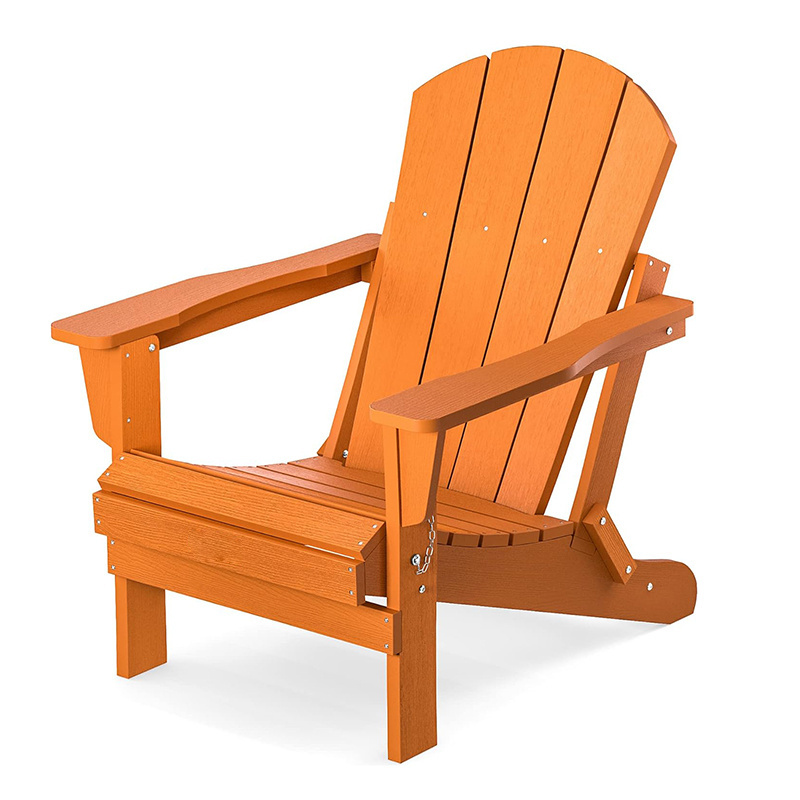 Folding Adirondack Chair with Side Table 3-Piece Adirondack Chair Set Orange (Includes 2 Chairs and 1 Table)