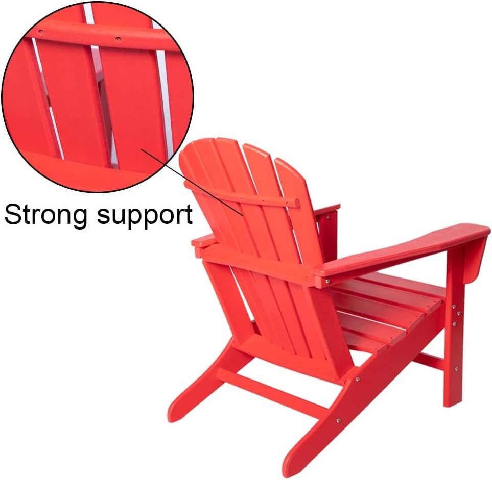 HDPE Resin Classic Comfortable Patio Furniture Outdoor Chair For Patio Deck Garden Backyard Lawn Furniture (Red)