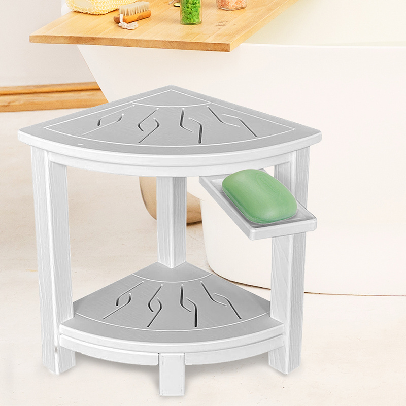 Shower Bench for Inside HDPS Corner Shower Stool for Shaving Legs Waterproof Storage Shelf Small Shower Seats Chair Foot Rest