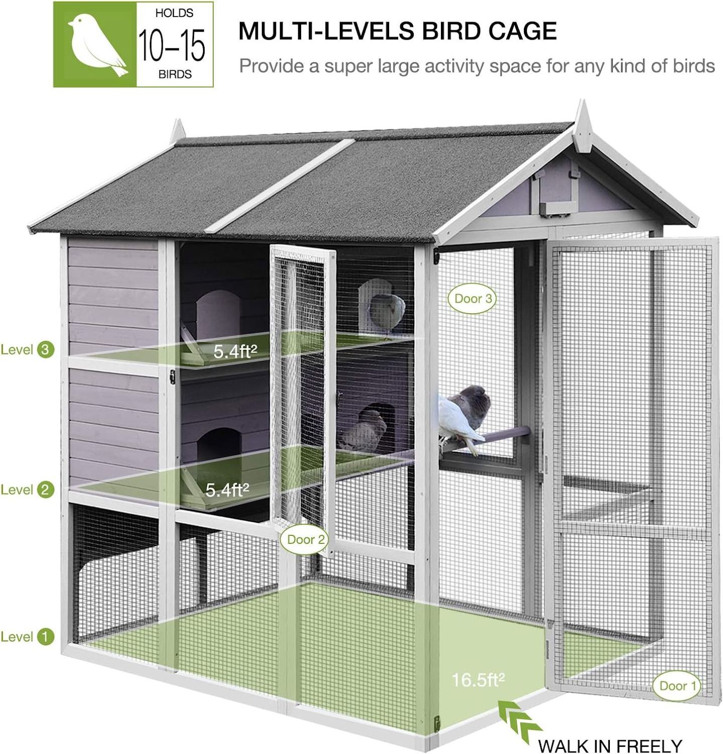 Wooden Wholesale Live Bird Aviary Designs Walk In Outdoor Large Wooded enclosure Bird Cage Aviary For Garden Birds Sale