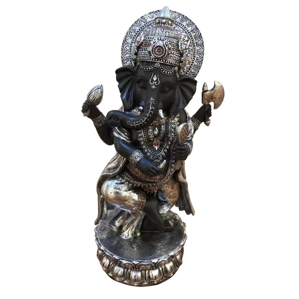 China supplier OEM home resin Standing Lord God elephant buddha statue with halo and throne