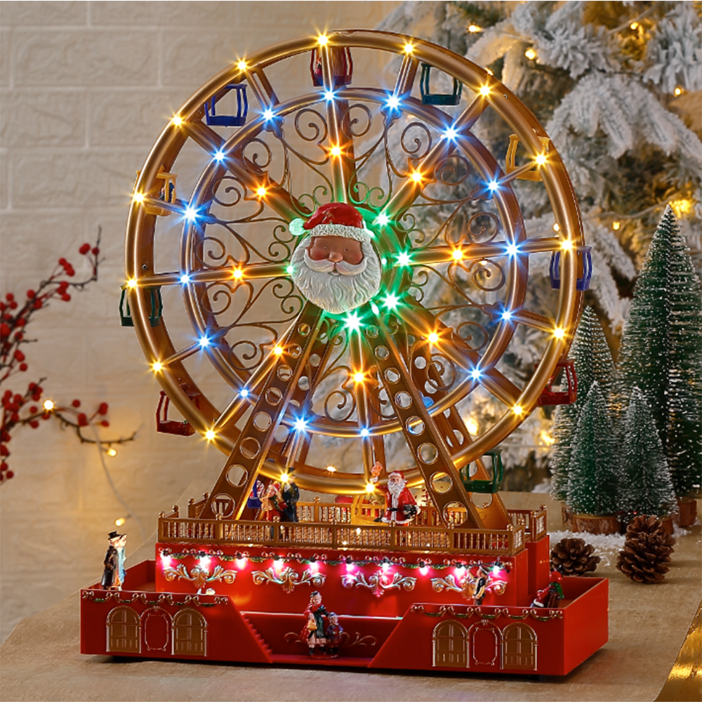 Wholesale noel Ferris Wheel Music Turning Christmas Design LED light Ferris Wheel CHRISTMAS DECORATION 2024