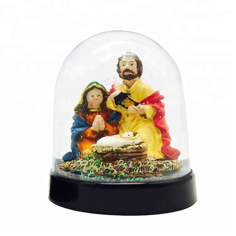 Custom resin snowglobes globe religious snow globes