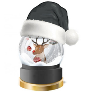 Customized noel Seasonal souvenir resin reindeer blowing snow water snow globe with Christmas hat