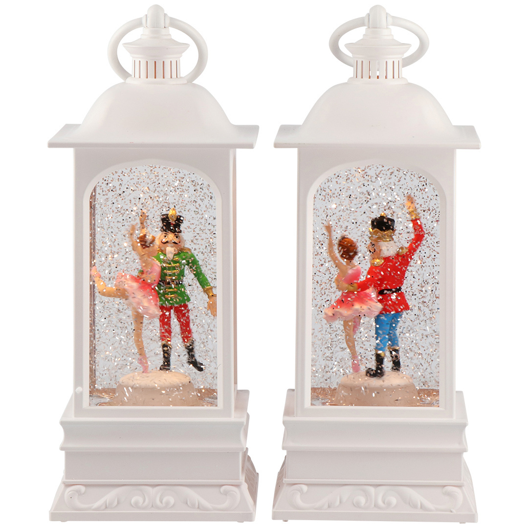 MELODY Noel nutcracker ballet scene glitter swirling LED water spinning Christmas Lantern Snow Globe