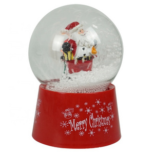 Wholesale battery custom creative glass dome resin Santa Christmas plastic empty snow globe with fan blowing snow