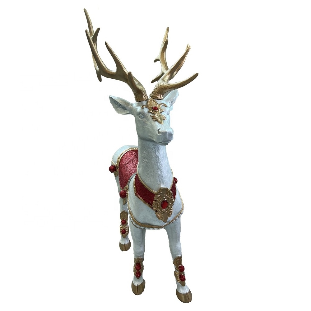 BSCI factory oem life size noel standing fiber glass reindeer statue for Christmas decor christmas resin