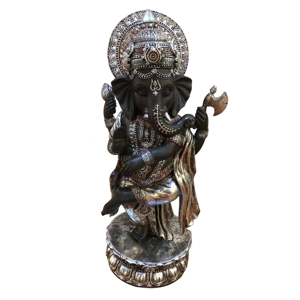 China supplier OEM home resin Standing Lord God elephant buddha statue with halo and throne