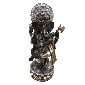 China supplier OEM home resin Standing Lord God elephant buddha statue with halo and throne