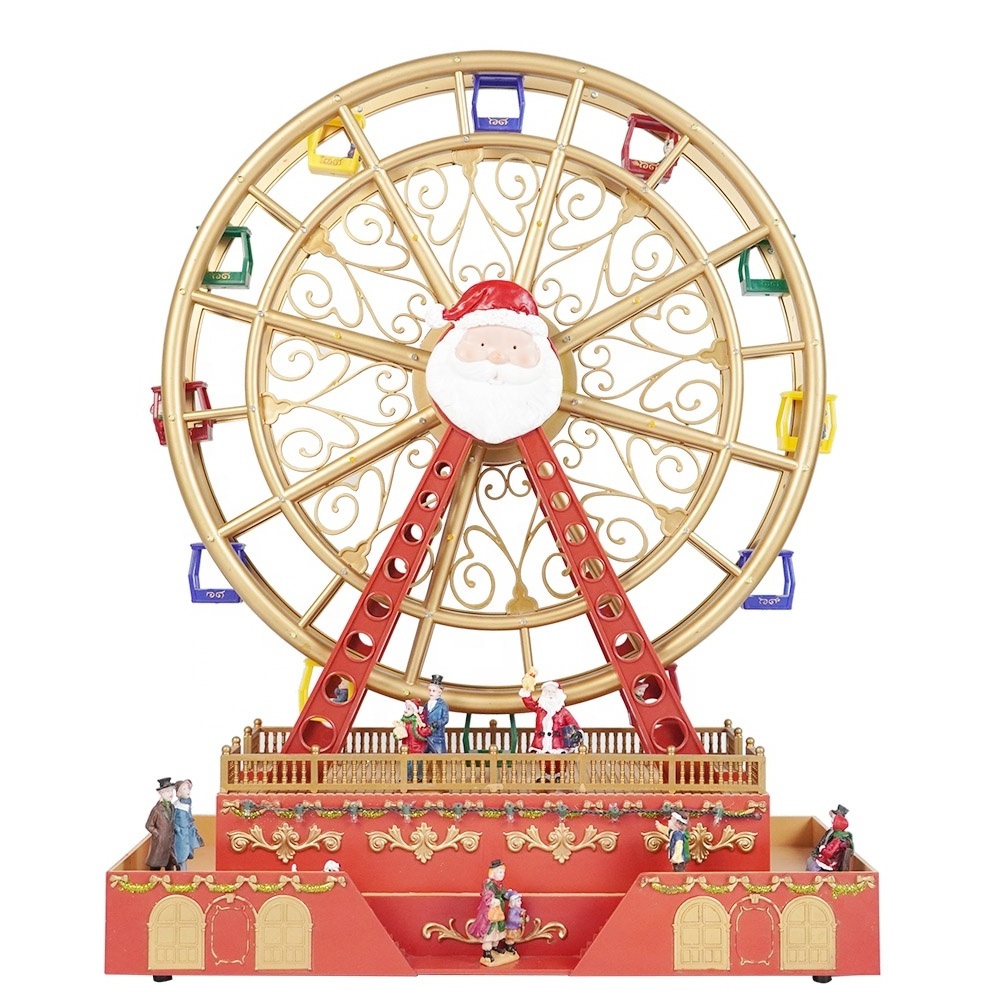 Wholesale noel Ferris Wheel Music Turning Christmas Design LED light Ferris Wheel CHRISTMAS DECORATION 2024