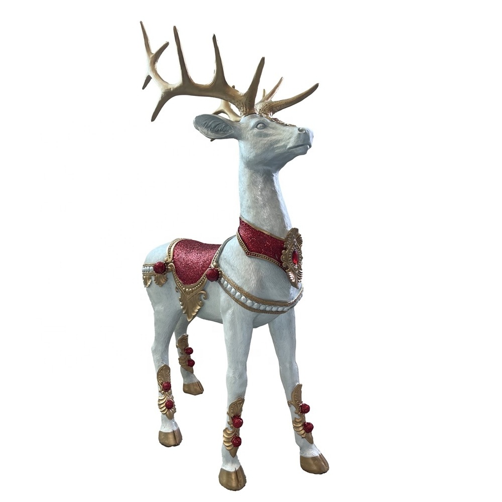 BSCI factory oem life size noel standing fiber glass reindeer statue for Christmas decor christmas resin