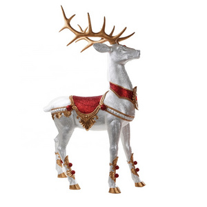 BSCI factory oem life size noel standing fiber glass reindeer statue for Christmas decor christmas resin