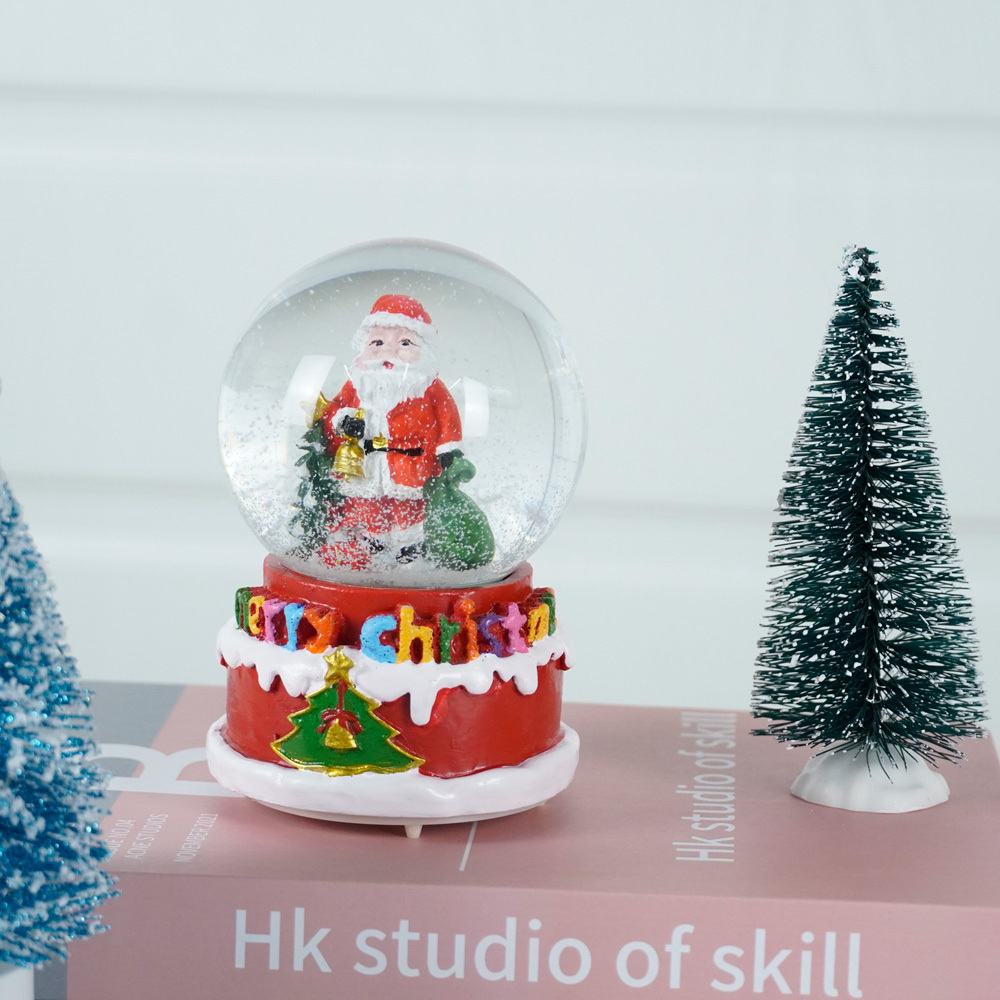 Wholesale led musical resin Christmas scene crystal water snow globe for Christmas Gift and Decoration