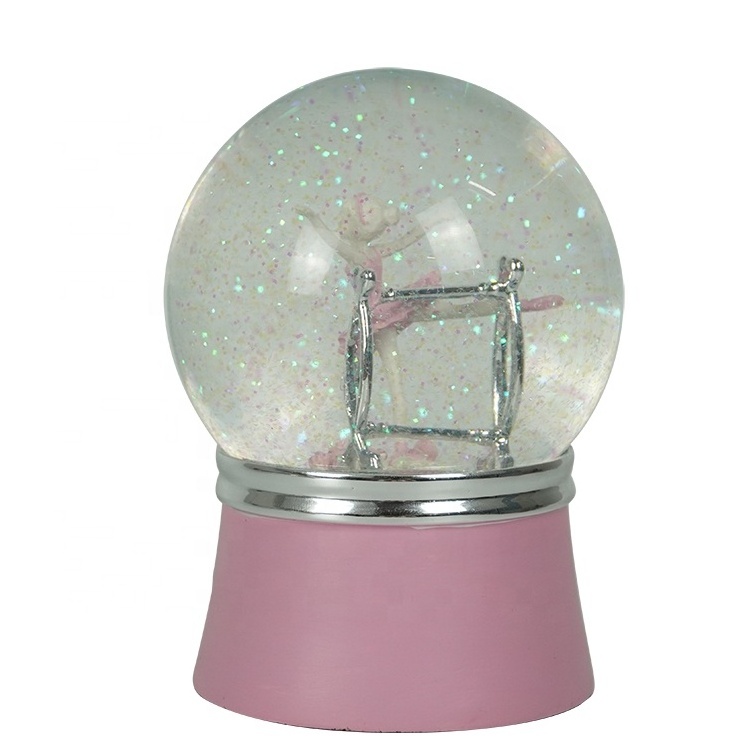 Promo Custom Made color glitter Souvenir swan lake ballerina snow globe with resin base