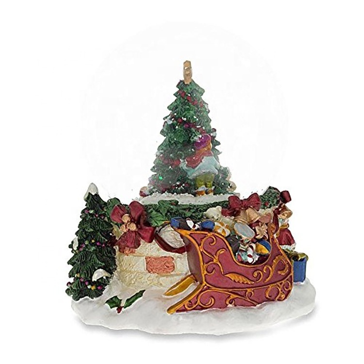 Winds up Christmas village Scene snowman musical water glitter custom snowball