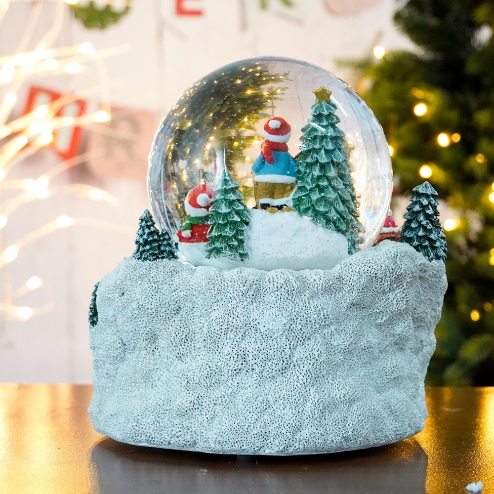 Custom LED Santa Claus Snow Globes Musical Crystal Ball Ornaments Children's Gifts Christmas Music Box Christmas Gifts