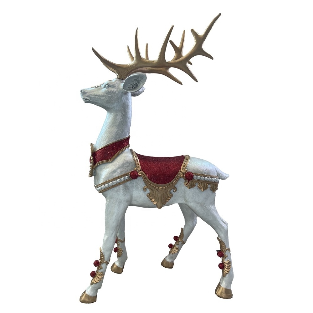 BSCI factory oem life size noel standing fiber glass reindeer statue for Christmas decor christmas resin