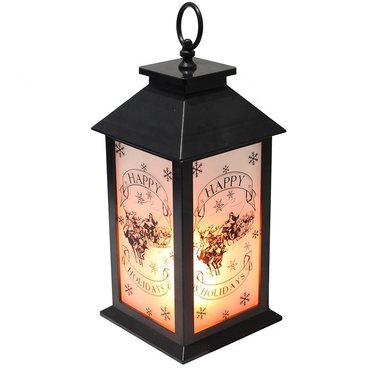 New Arrive home indoor and outdoor wall decor hanging Led flame Christmas Lantern with yellow light