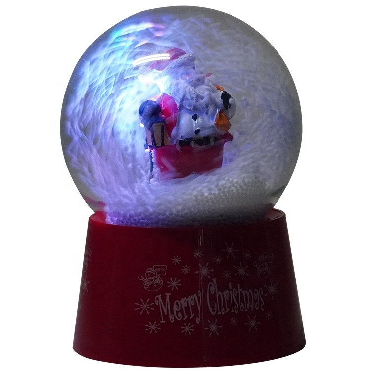 Wholesale battery custom creative glass dome resin Santa Christmas plastic empty snow globe with fan blowing snow