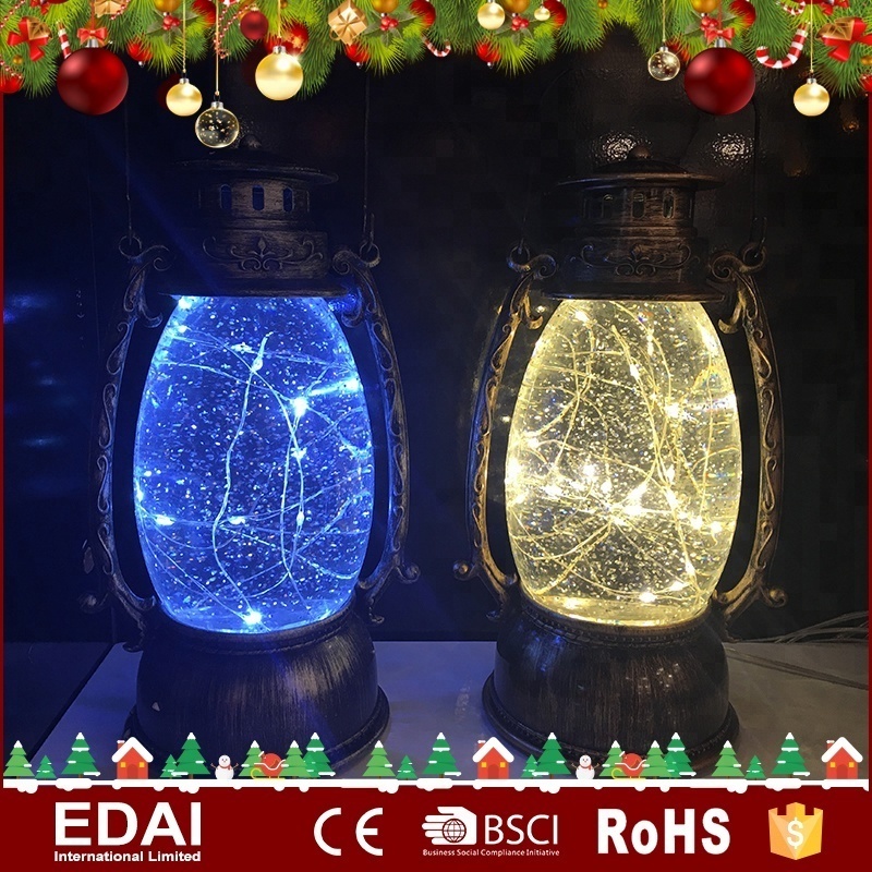 Acrylic led glittering sequins water lantern snowball christmas decoration