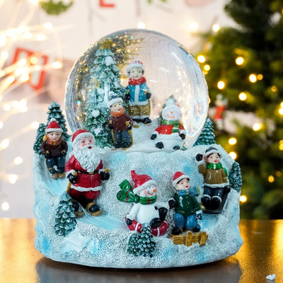 Custom LED Santa Claus Snow Globes Musical Crystal Ball Ornaments Children's Gifts Christmas Music Box Christmas Gifts