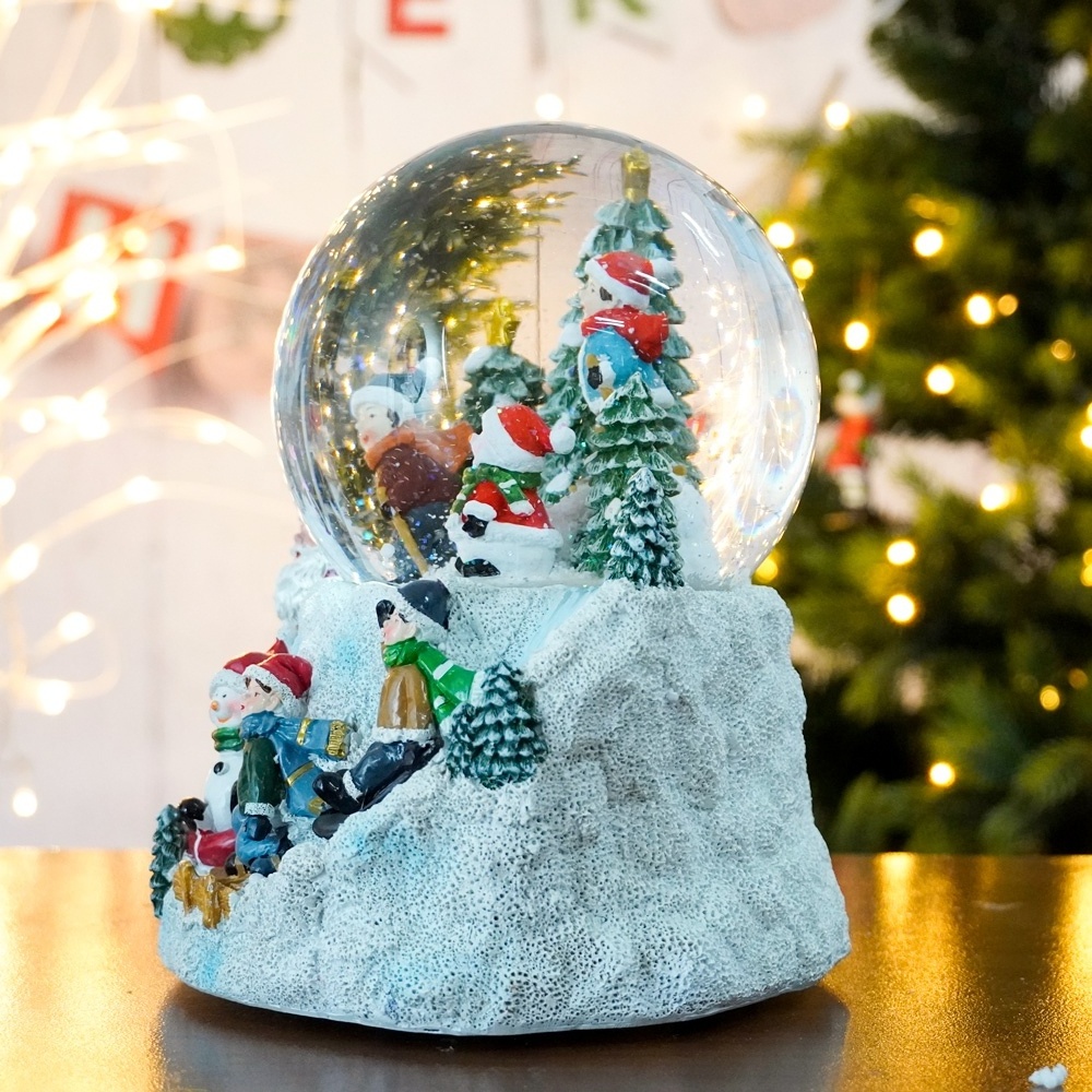 Custom LED Santa Claus Snow Globes Musical Crystal Ball Ornaments Children's Gifts Christmas Music Box Christmas Gifts